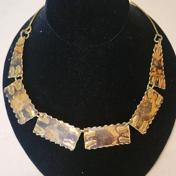 Fashion Jewelry Gold Drop Mixed Metal Geometric Necklace Brutalist Trending - Picture 5 of 9